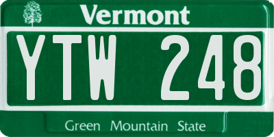 VT license plate YTW248