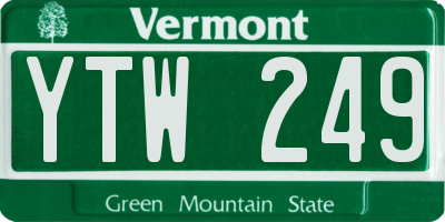 VT license plate YTW249