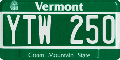 VT license plate YTW250