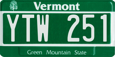 VT license plate YTW251