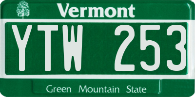 VT license plate YTW253