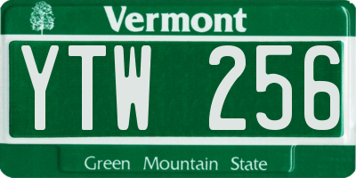 VT license plate YTW256