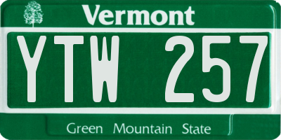 VT license plate YTW257