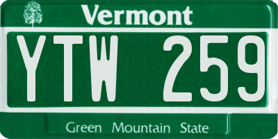 VT license plate YTW259