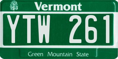 VT license plate YTW261