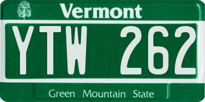 VT license plate YTW262