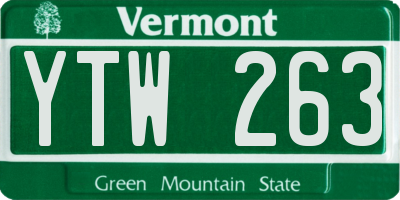VT license plate YTW263