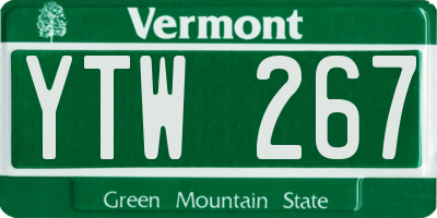 VT license plate YTW267
