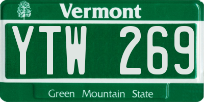 VT license plate YTW269