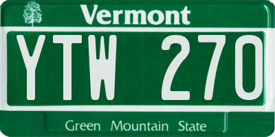 VT license plate YTW270