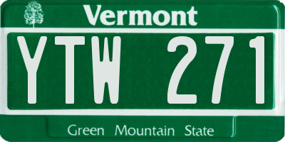 VT license plate YTW271