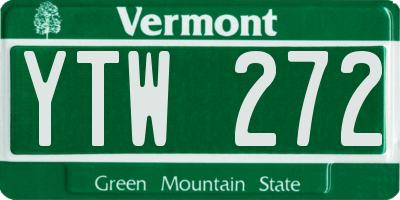VT license plate YTW272
