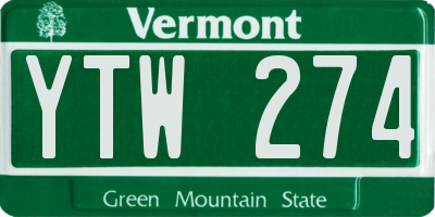 VT license plate YTW274