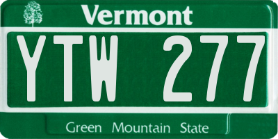VT license plate YTW277