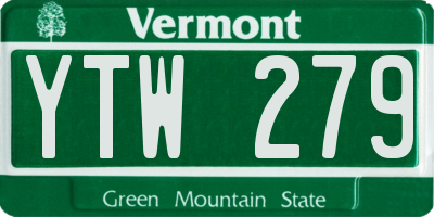 VT license plate YTW279
