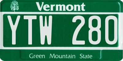 VT license plate YTW280