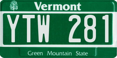VT license plate YTW281