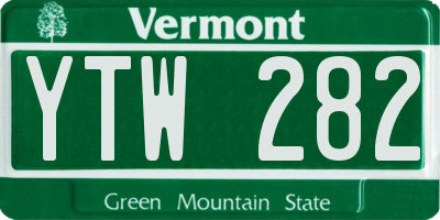 VT license plate YTW282