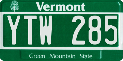 VT license plate YTW285