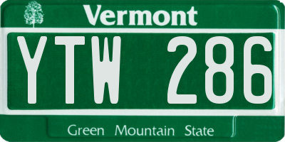 VT license plate YTW286