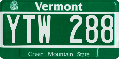 VT license plate YTW288