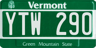 VT license plate YTW290