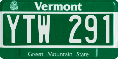 VT license plate YTW291