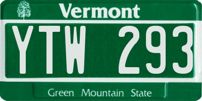 VT license plate YTW293