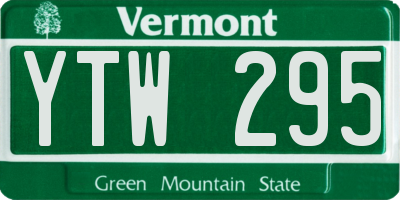 VT license plate YTW295