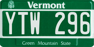 VT license plate YTW296