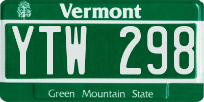 VT license plate YTW298