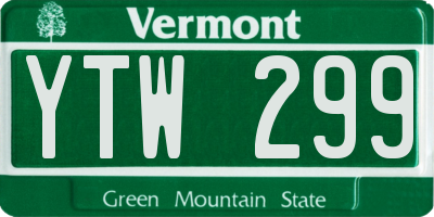 VT license plate YTW299