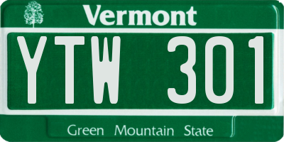 VT license plate YTW301