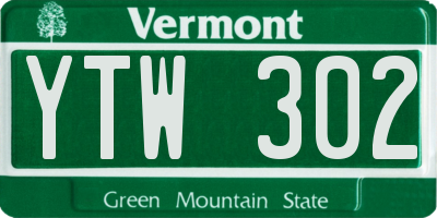 VT license plate YTW302