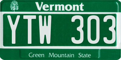 VT license plate YTW303