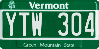 VT license plate YTW304