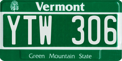 VT license plate YTW306