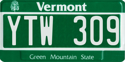 VT license plate YTW309