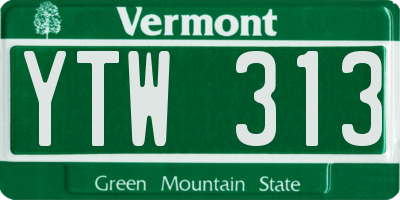 VT license plate YTW313