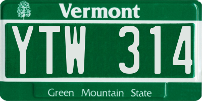VT license plate YTW314