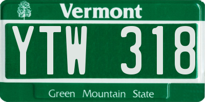 VT license plate YTW318