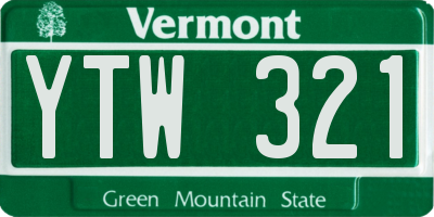 VT license plate YTW321