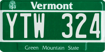 VT license plate YTW324