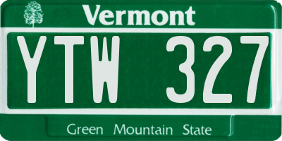 VT license plate YTW327
