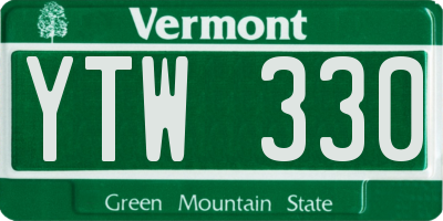 VT license plate YTW330