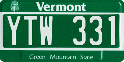 VT license plate YTW331