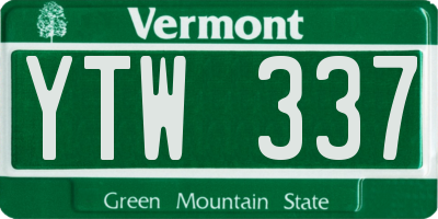 VT license plate YTW337