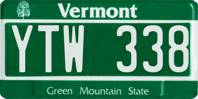 VT license plate YTW338