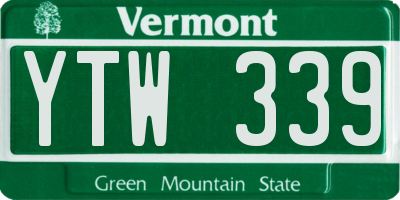 VT license plate YTW339