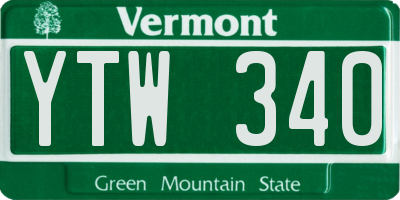 VT license plate YTW340